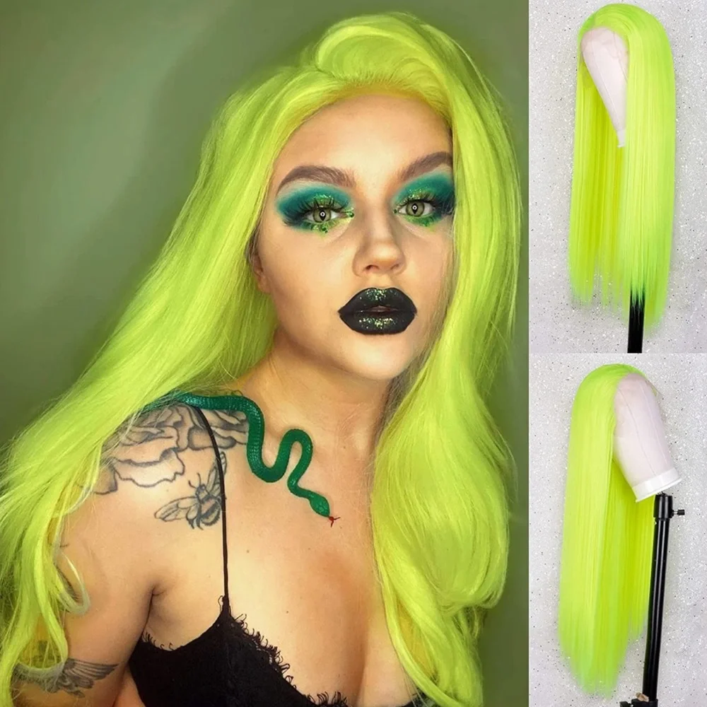 ♥️ 22” FLUORESCENT GREEN STRAIGHT LACE FRONT WIG💫 *NWT